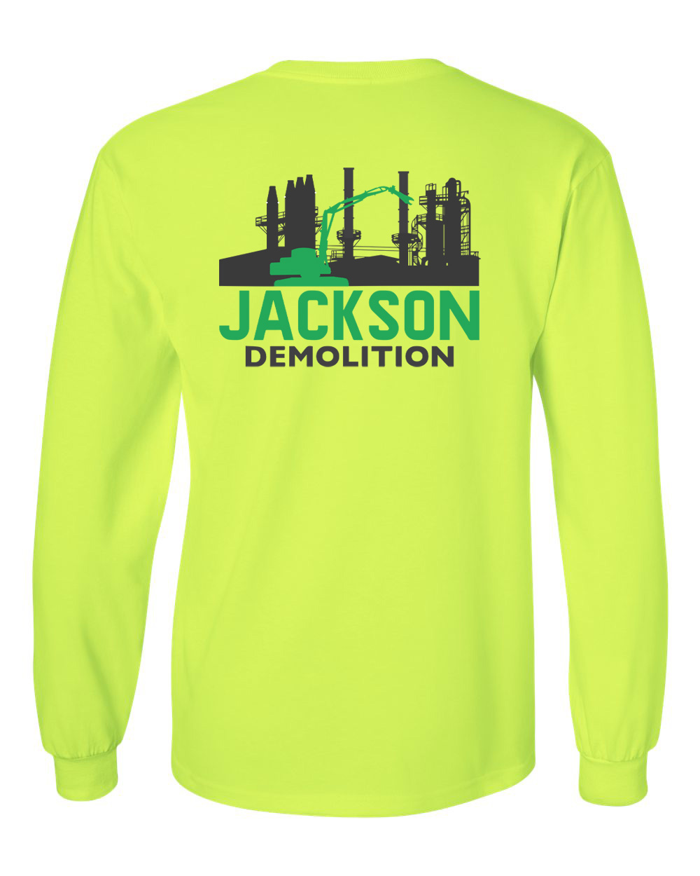 Long Sleeve Safety Green T-Shirt | Jackson Demolition Service